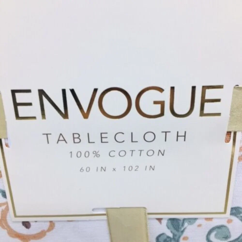 Envogue Pumpkin Jacobean Tablecloth 60x102 Cotton Orange Brown Fall Thanksgiving